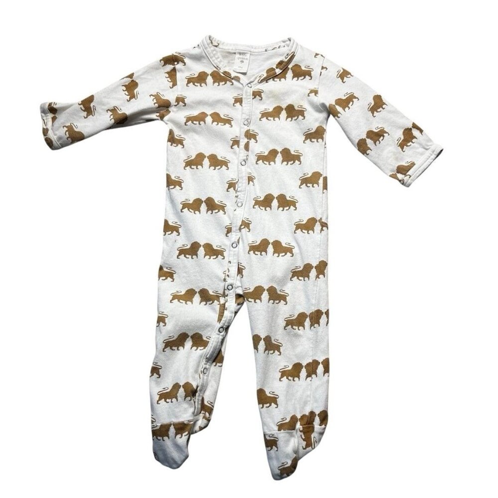 Kate Quinn Organics Lion Print Pajamas Size 6-9 Months Play Condition